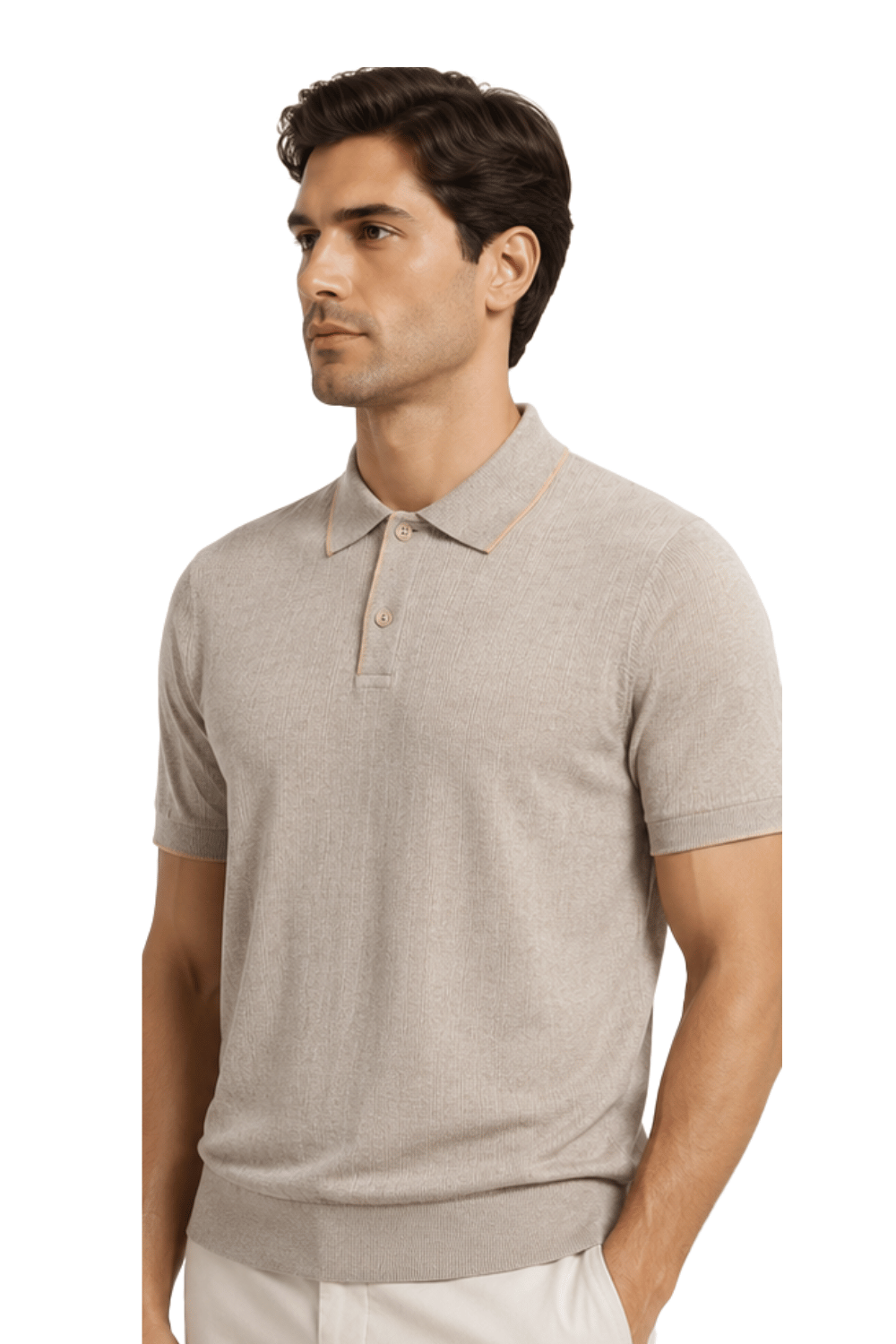 [33164-40-022] CASHMERE BLEND SS BUTTON POLO