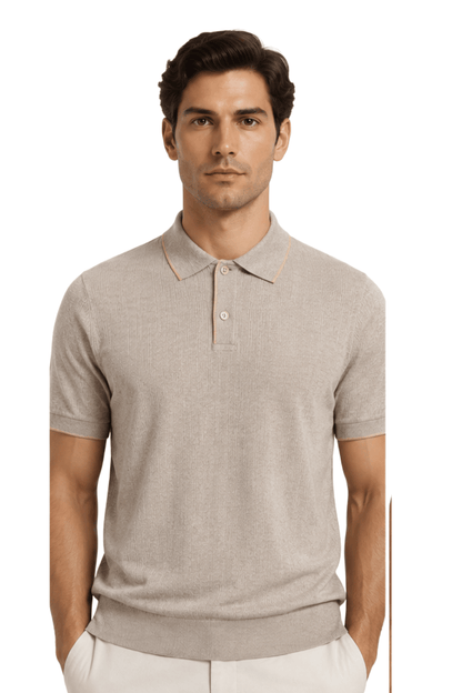 [33164-40-022] CASHMERE BLEND SS BUTTON POLO