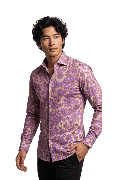 [48022-23] DT PRINTED DRESS SHIRT