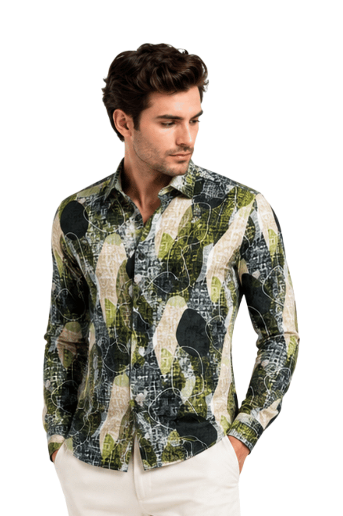 [48022-26] DT PRINTED DRESS SHIRT