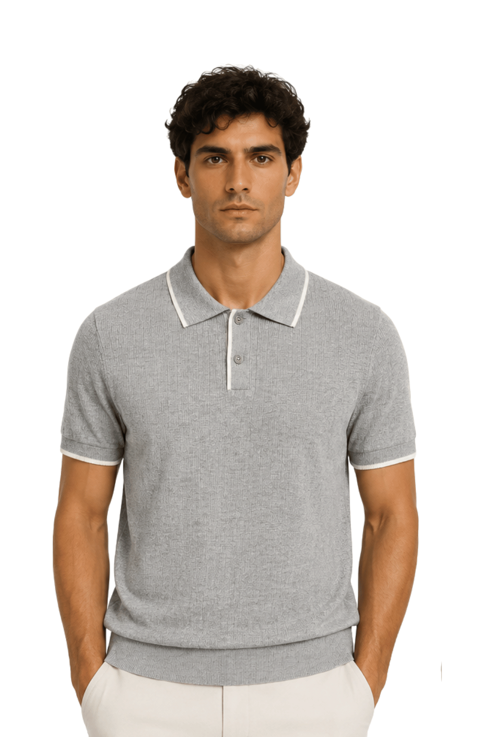 [33164-40-281] CASHMERE BLEND SS BUTTON POLO