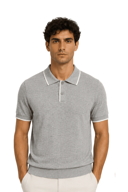 [33164-40-281] CASHMERE BLEND SS BUTTON POLO