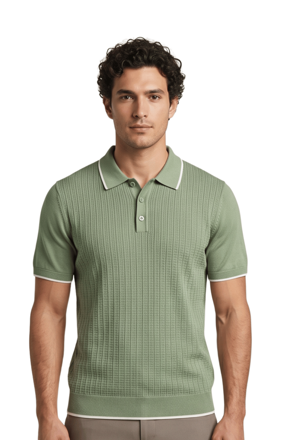 [33164-40-265] CASHMERE BLEND SS BUTTON POLO