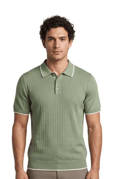 [33164-40-265] CASHMERE BLEND SS BUTTON POLO