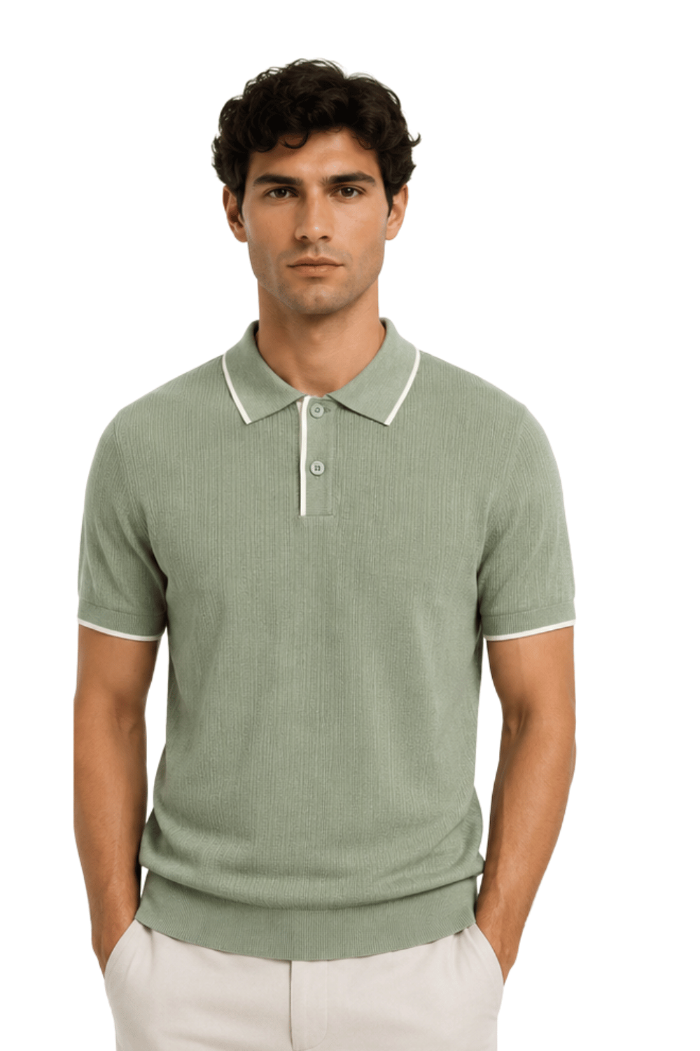 [33164-40-265] CASHMERE BLEND SS BUTTON POLO