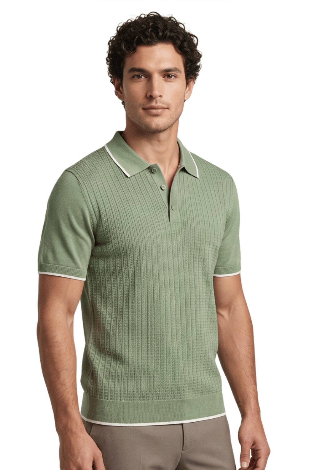 [33164-40-265] CASHMERE BLEND SS BUTTON POLO