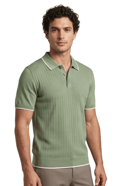 [33164-40-265] CASHMERE BLEND SS BUTTON POLO