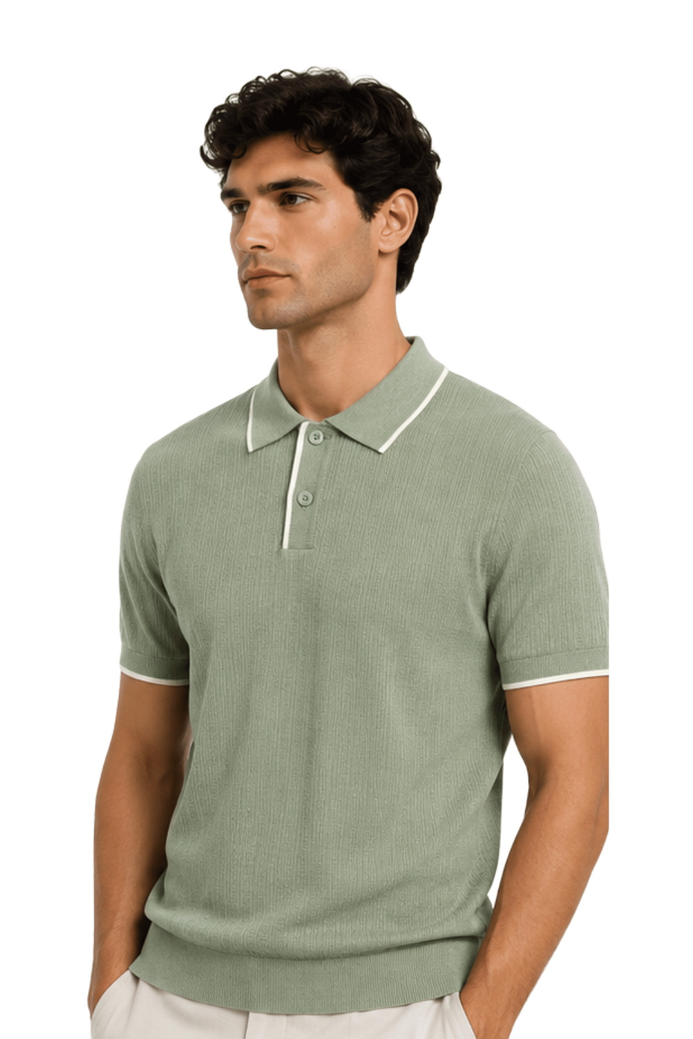[33164-40-265] CASHMERE BLEND SS BUTTON POLO