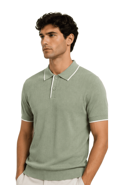 [33164-40-265] CASHMERE BLEND SS BUTTON POLO