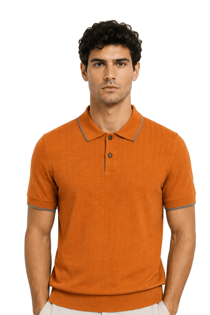 [33164-40-266] CASHMERE BLEND SS BUTTON POLO