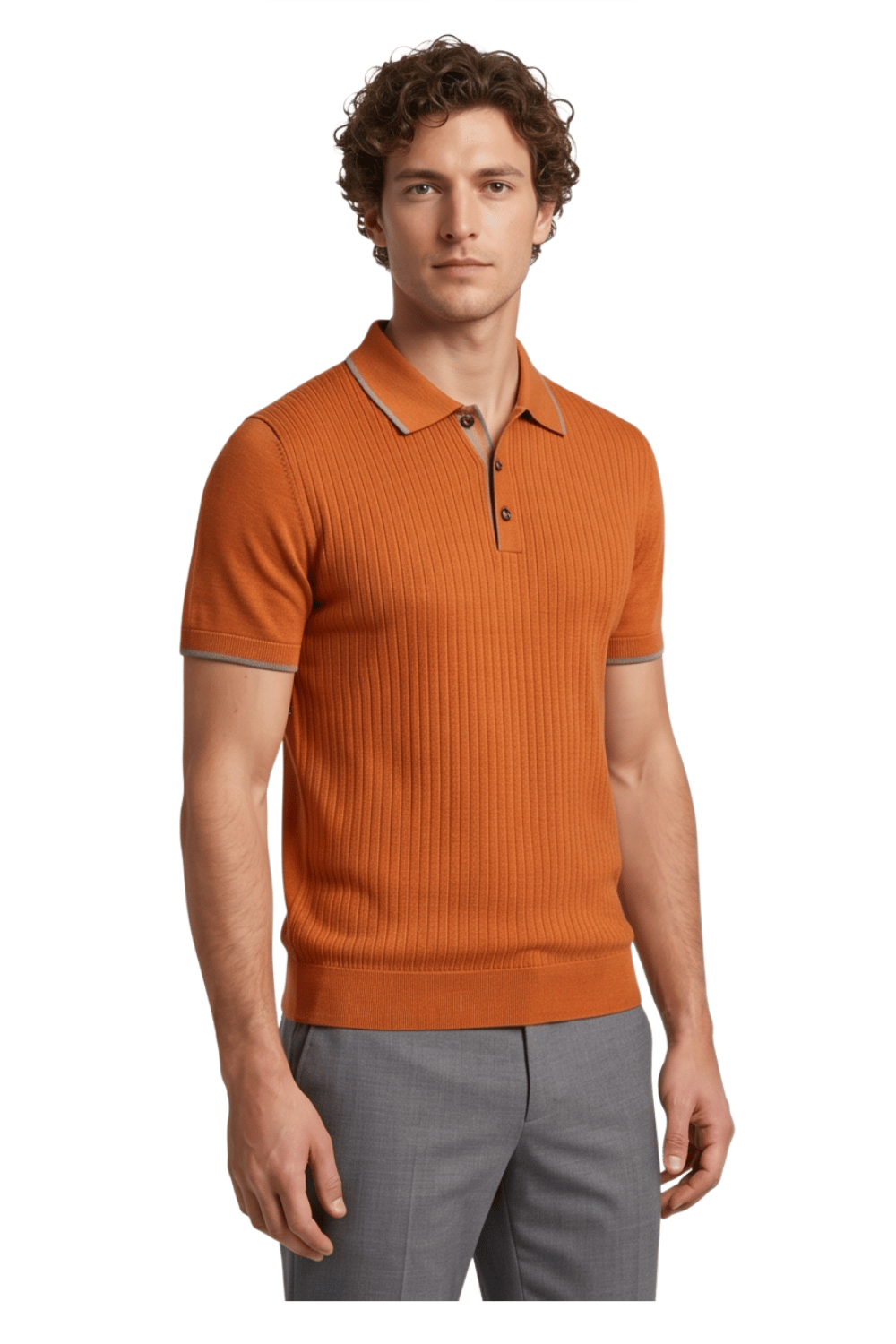 [33164-40-266] CASHMERE BLEND SS BUTTON POLO