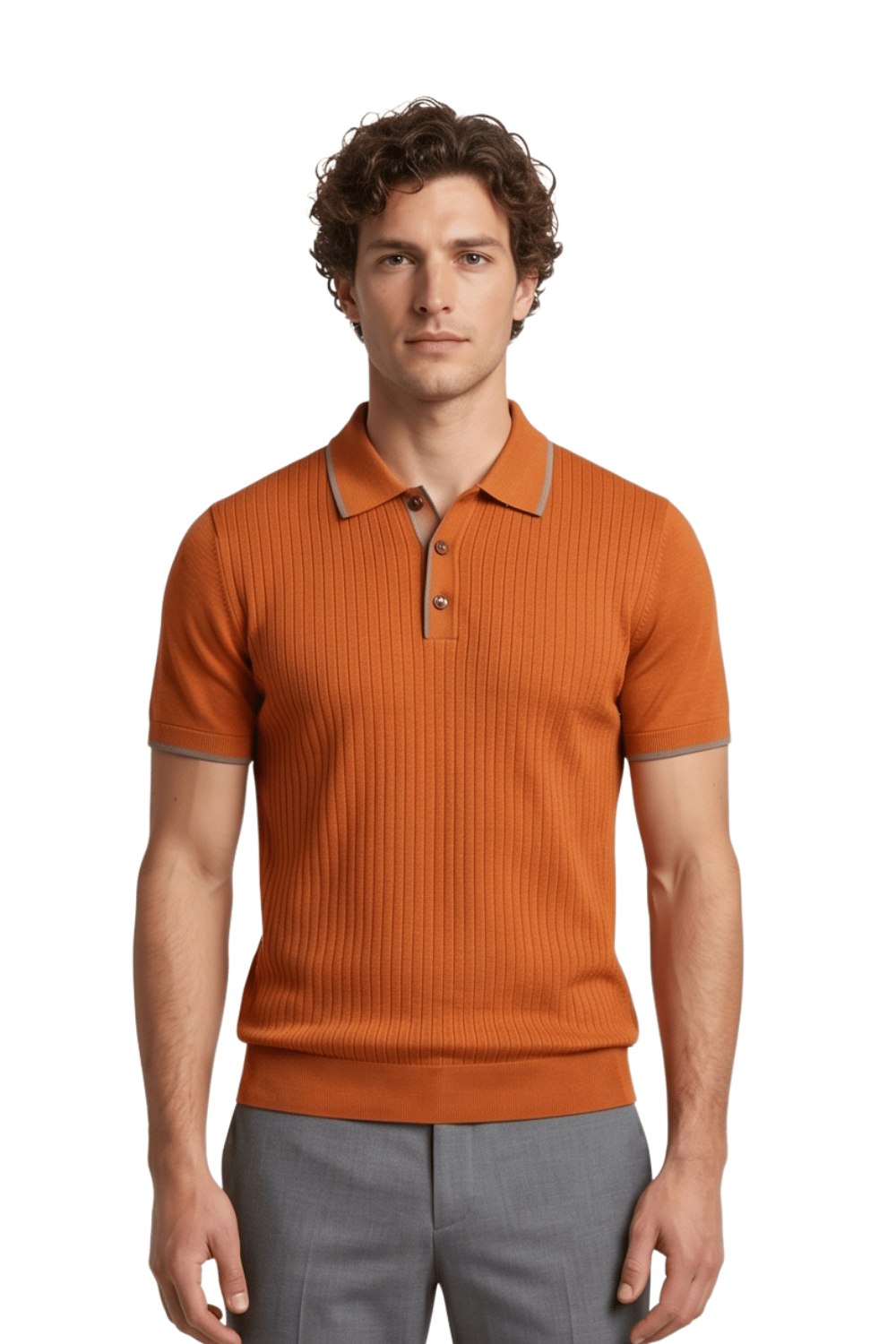 [33164-40-266] CASHMERE BLEND SS BUTTON POLO