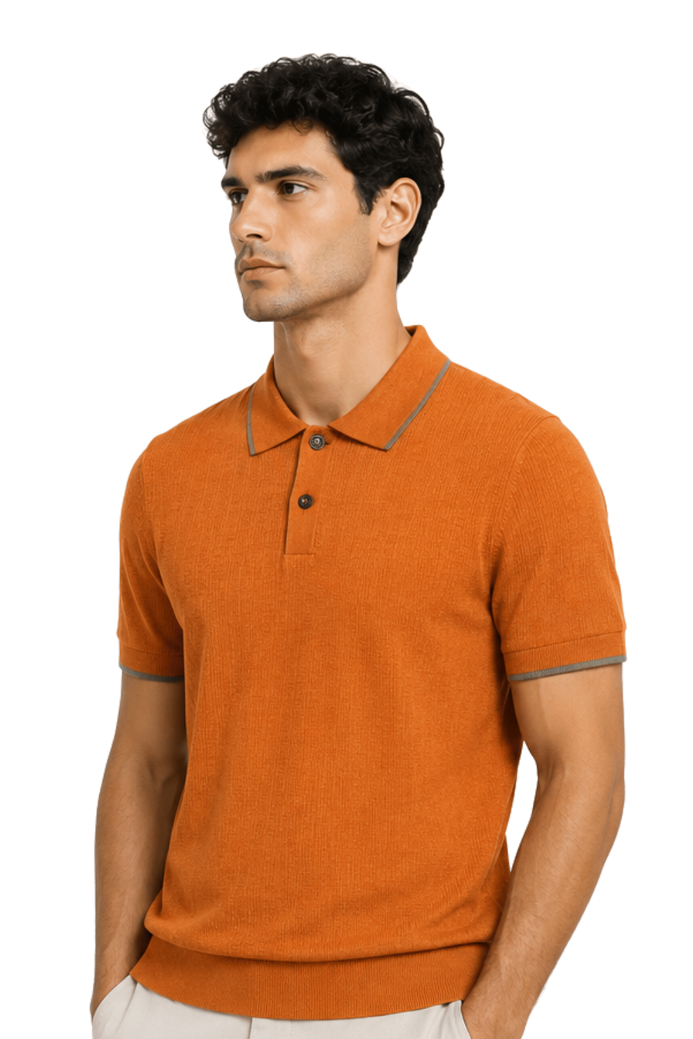 [33164-40-266] CASHMERE BLEND SS BUTTON POLO
