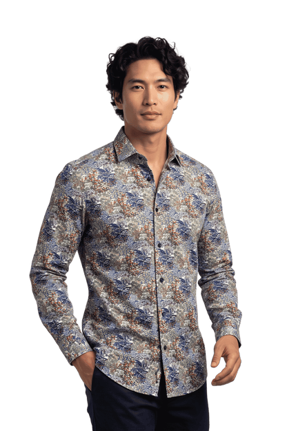 [48022-27] DT PRINTED DRESS SHIRT