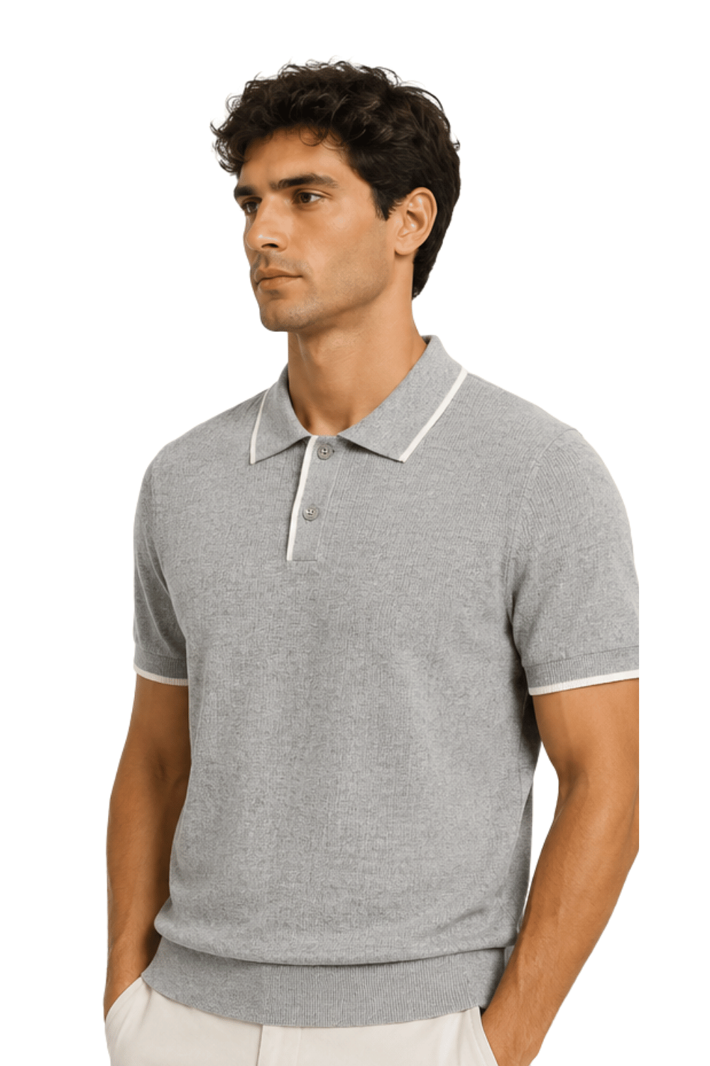 [33164-40-281] CASHMERE BLEND SS BUTTON POLO