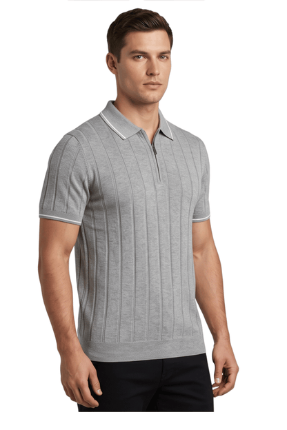 [33161-40-281] CASHMERE BLEND SS ZIP POLO