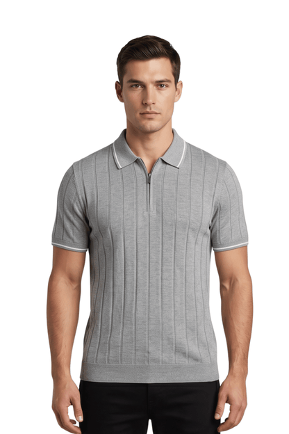 [33161-40-281] CASHMERE BLEND SS ZIP POLO