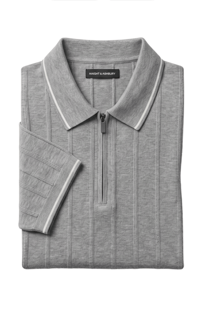[33161-40-281] CASHMERE BLEND SS ZIP POLO