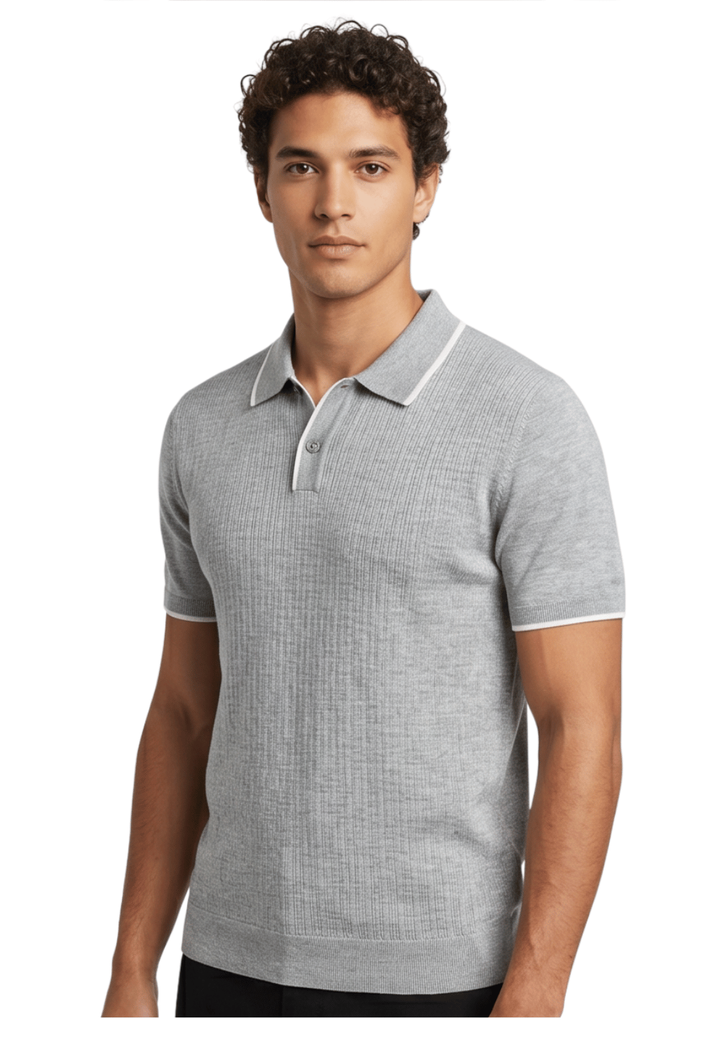 [33164-40-281] CASHMERE BLEND SS BUTTON POLO