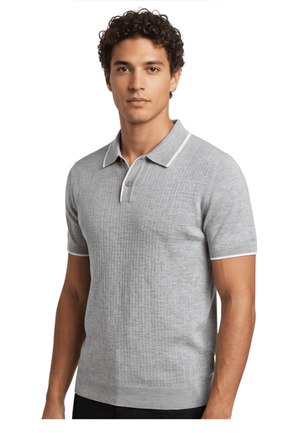 [33164-40-281] CASHMERE BLEND SS BUTTON POLO