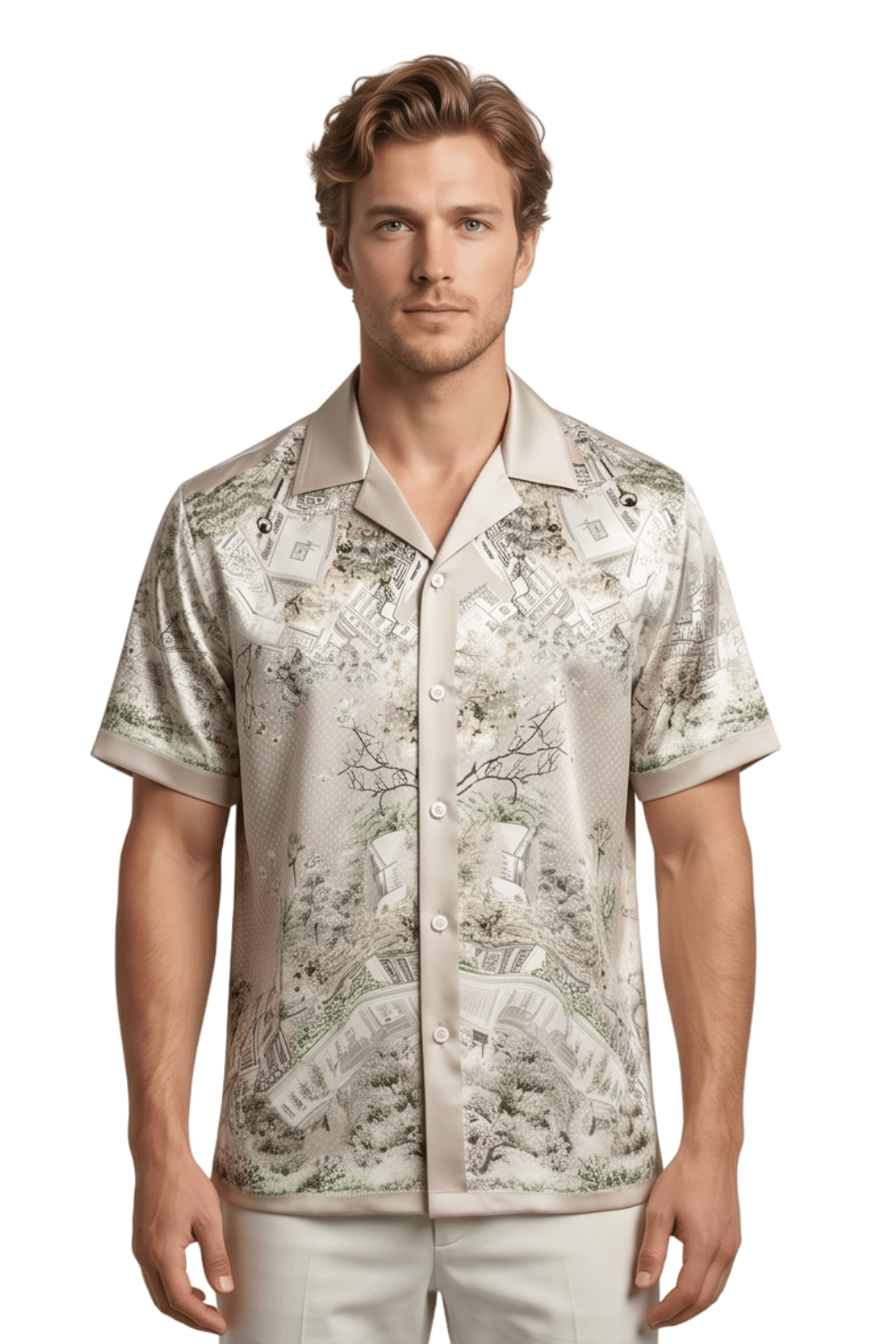 [48021-29] Resort Collar Short Sleeve Shirt