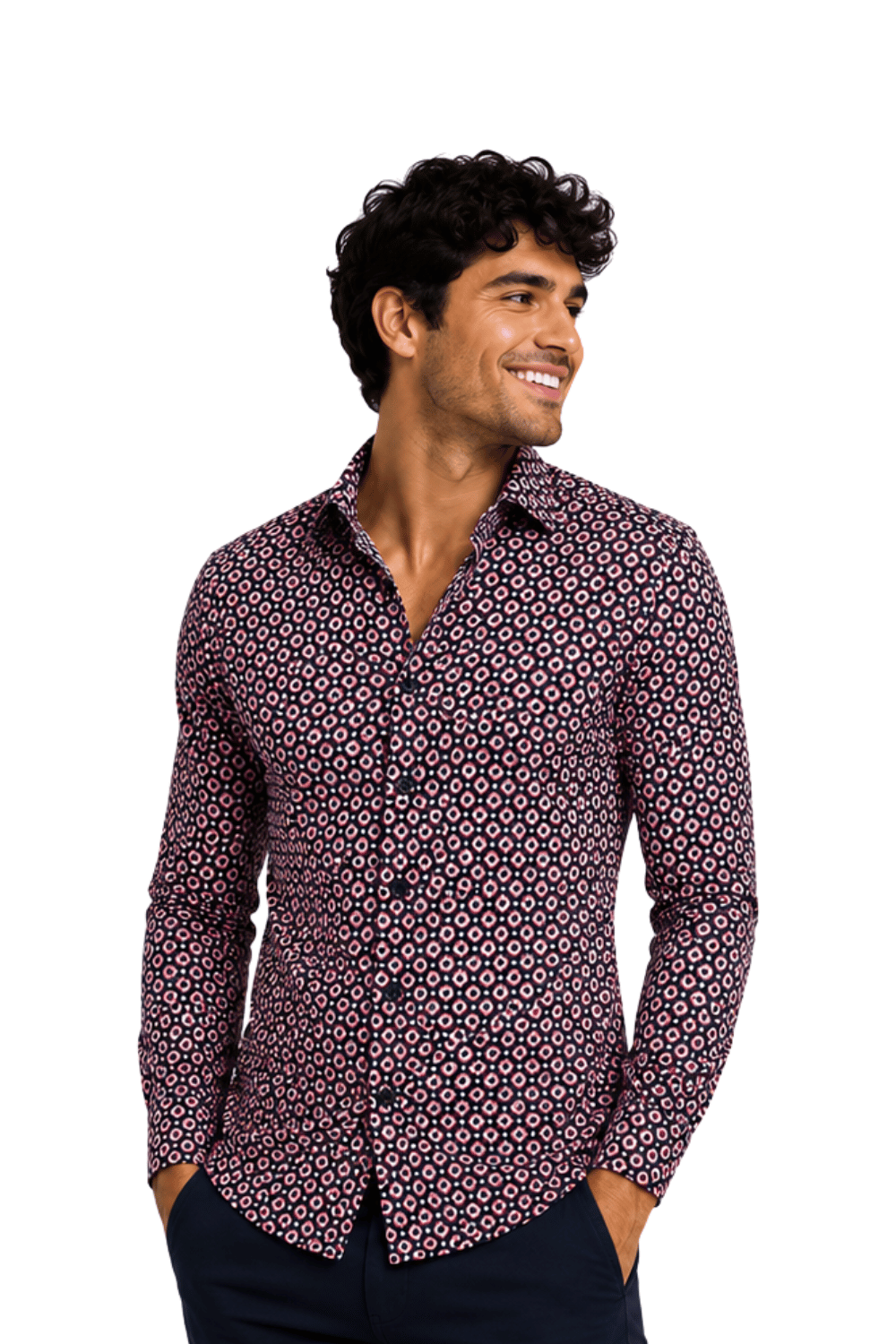 [48022-33] DT PRINTED DRESS SHIRT