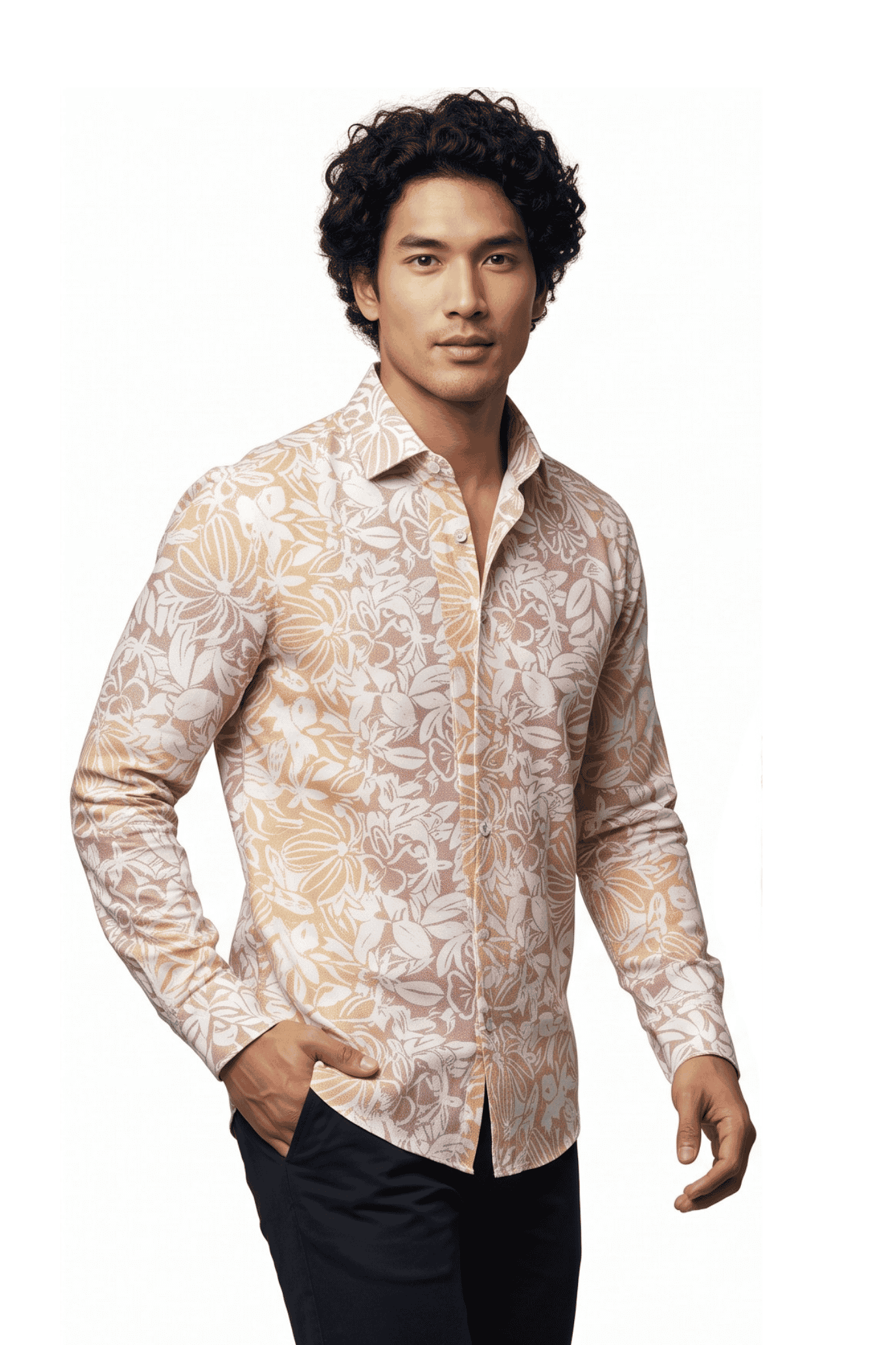 [48022-35] DT PRINTED DRESS SHIRT