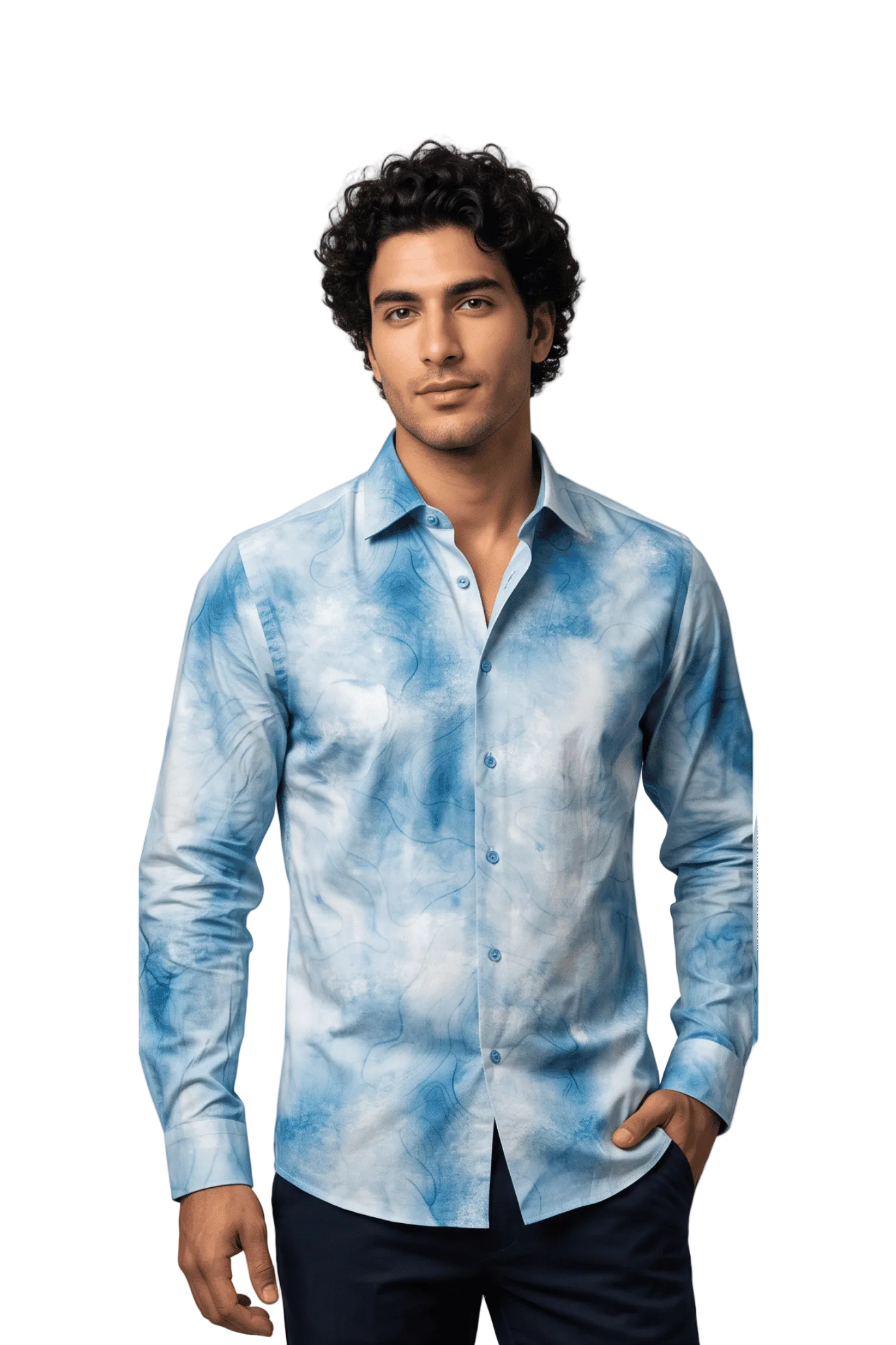[48022-36] DT PRINTED DRESS SHIRT