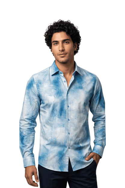 [48022-36] DT PRINTED DRESS SHIRT