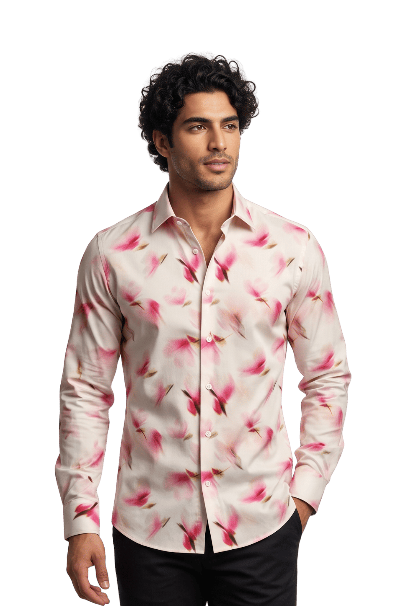 [48022-38] DT PRINTED DRESS SHIRT