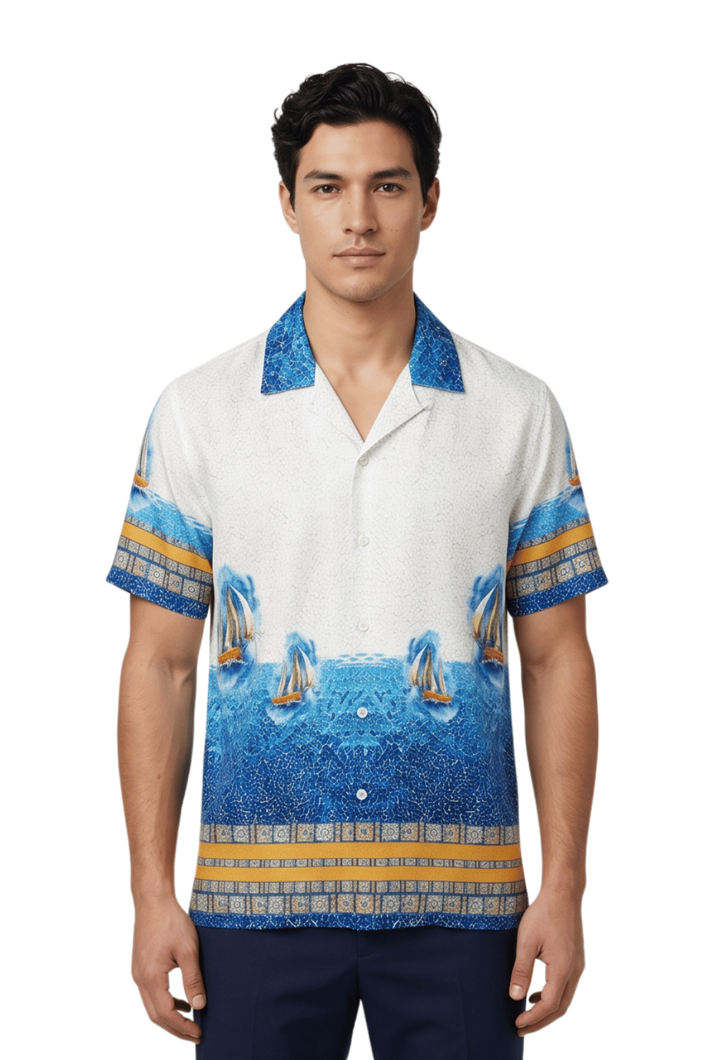 [48021-03] Resort Collar Short Sleeve Shirt