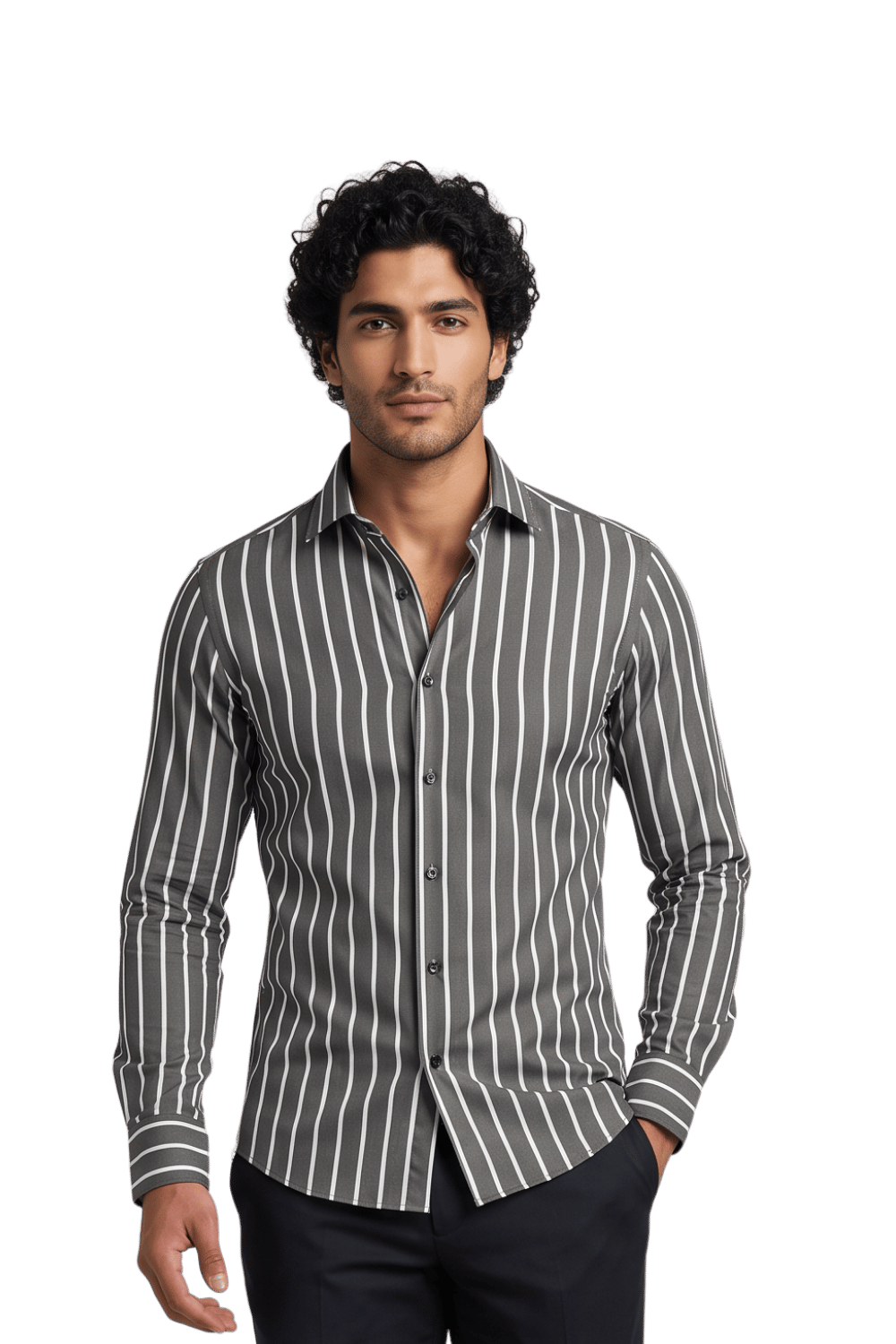 [48026-3] LS BENGAL STRIPE DRESS SHIRT