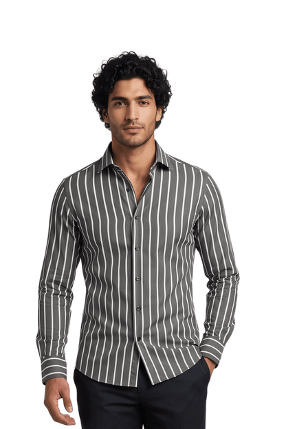 [48026-3] LS BENGAL STRIPE DRESS SHIRT