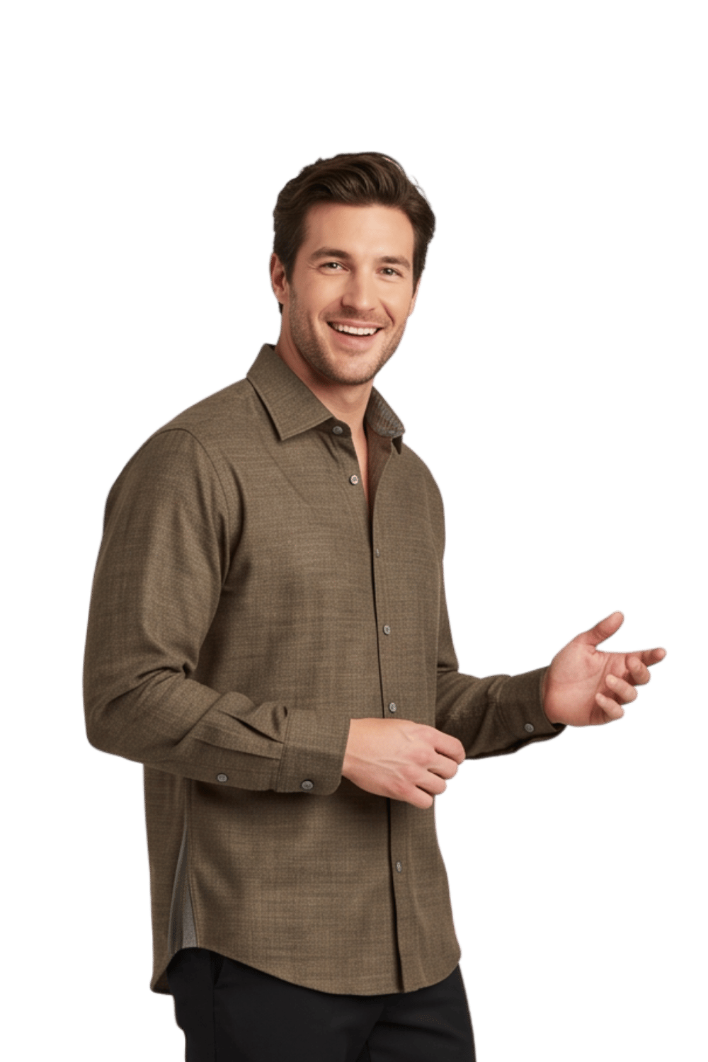 [48017-39] LS MICRO CRIMP SHIRT