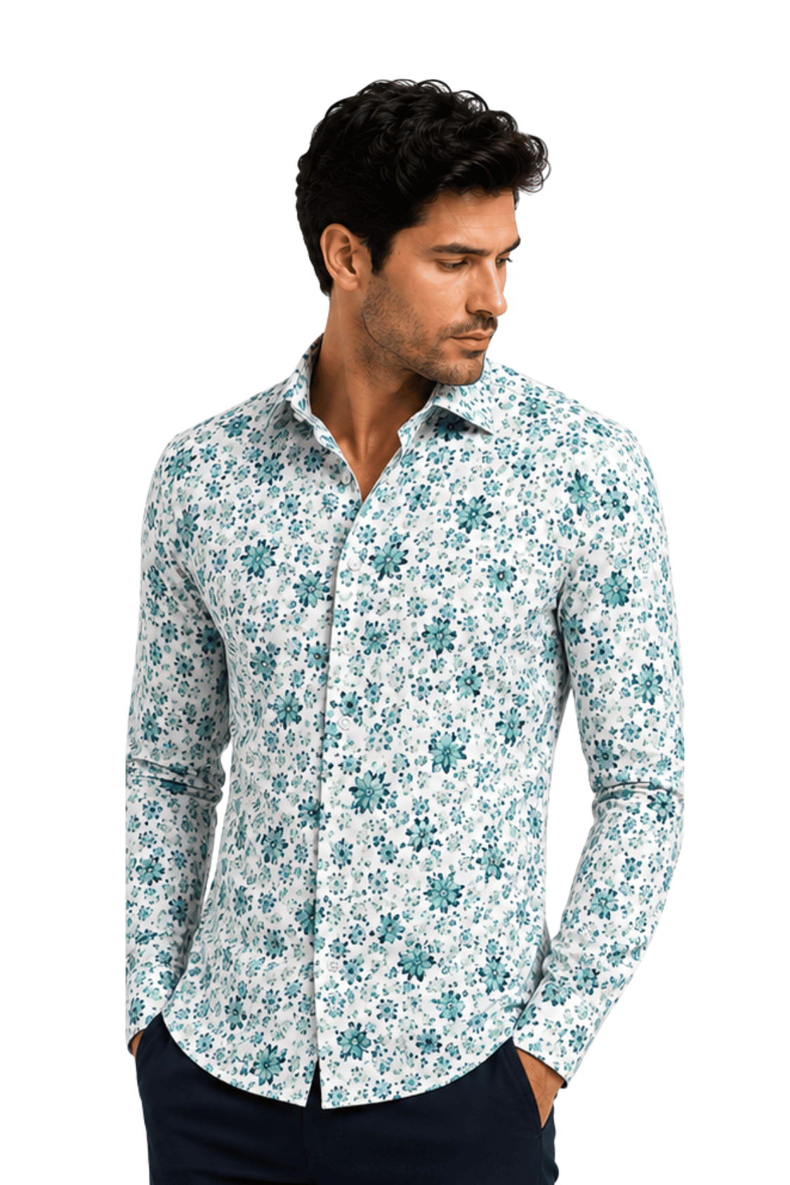[48022-40] DT PRINTED DRESS SHIRT