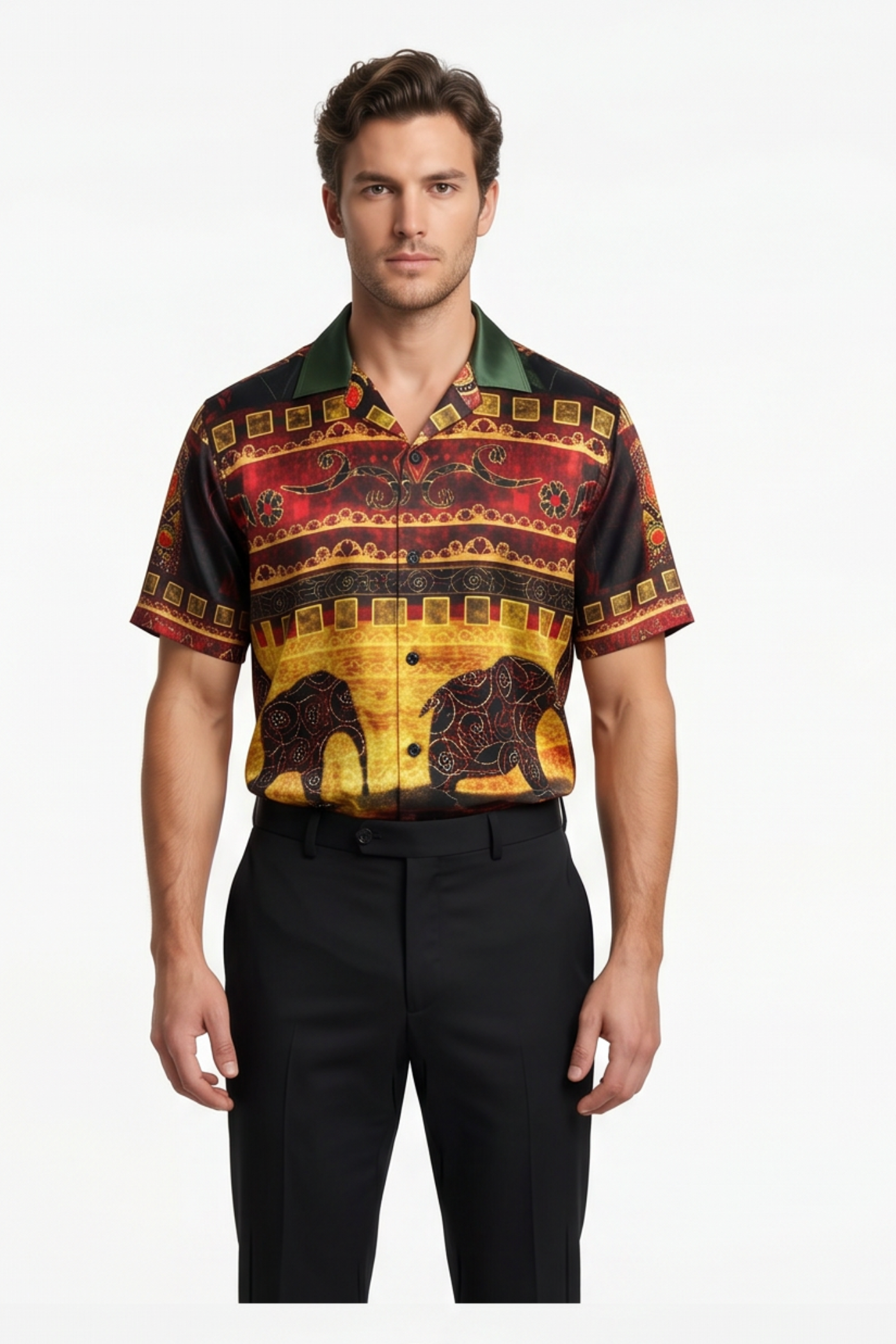 [48021-41] Resort Collar Short Sleeve Shirt