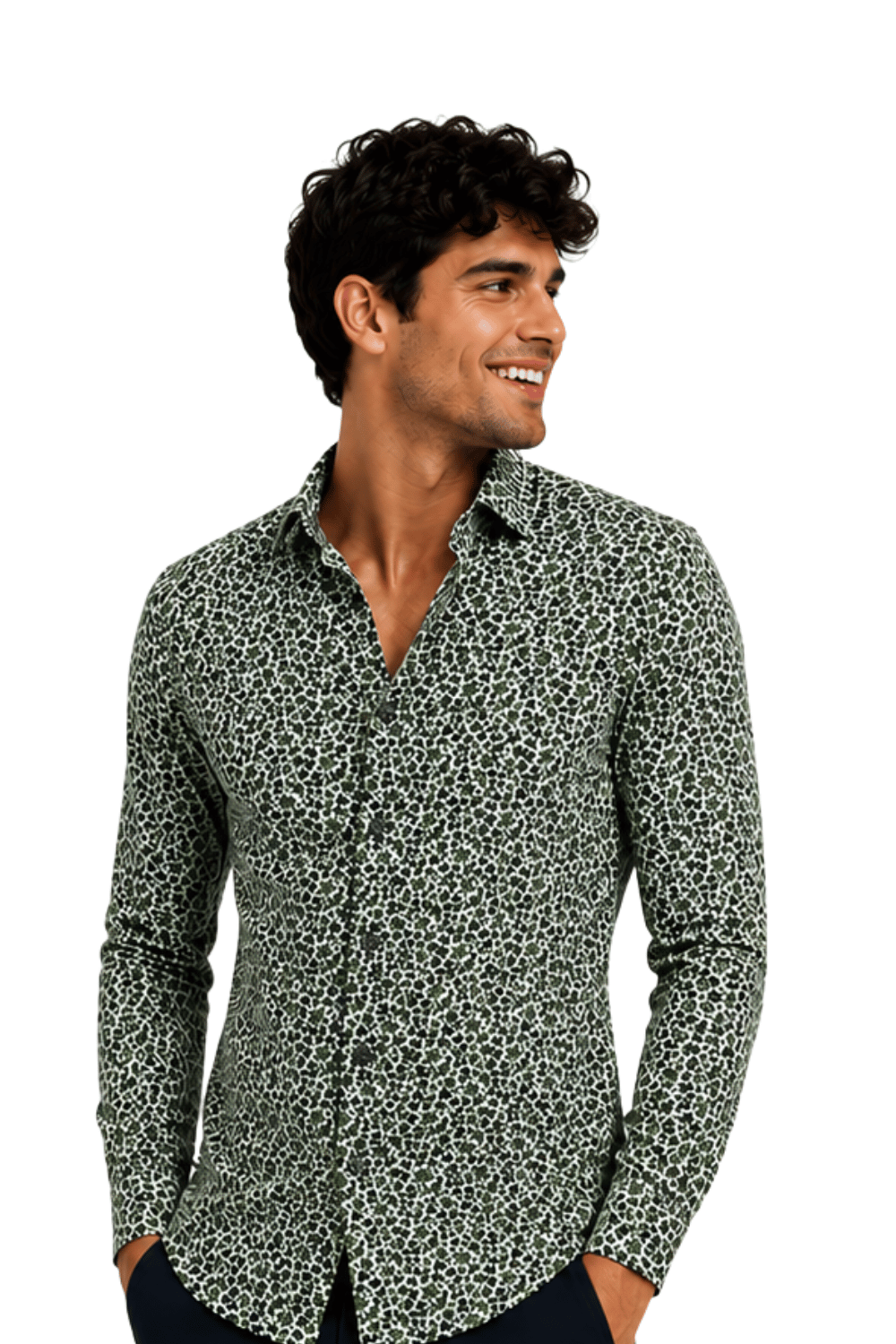 [48022-41] DT PRINTED DRESS SHIRT