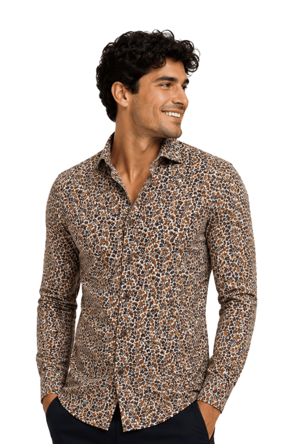 [48022-42] DT PRINTED DRESS SHIRT