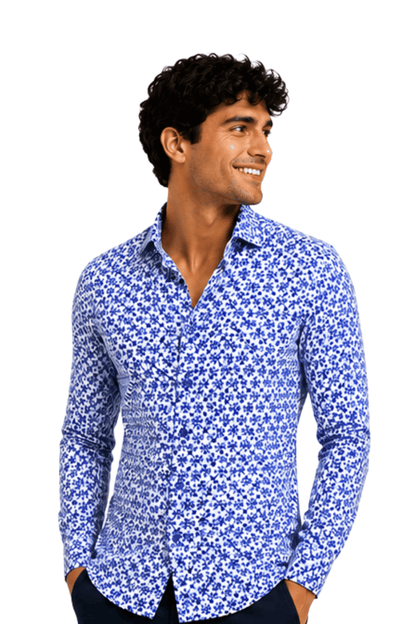 [48022-44] DT PRINTED DRESS SHIRT