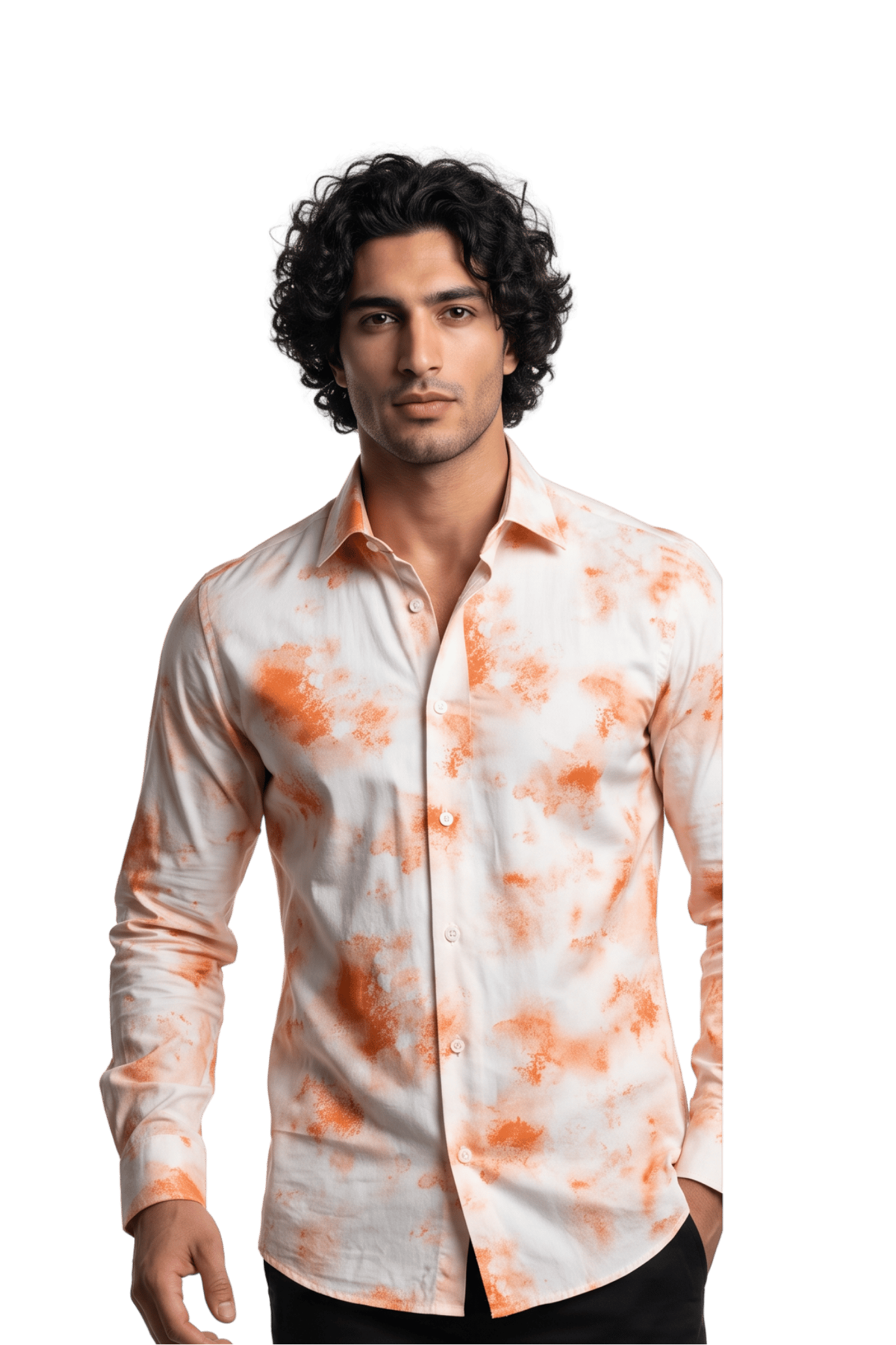 [48022-45] DT PRINTED DRESS SHIRT