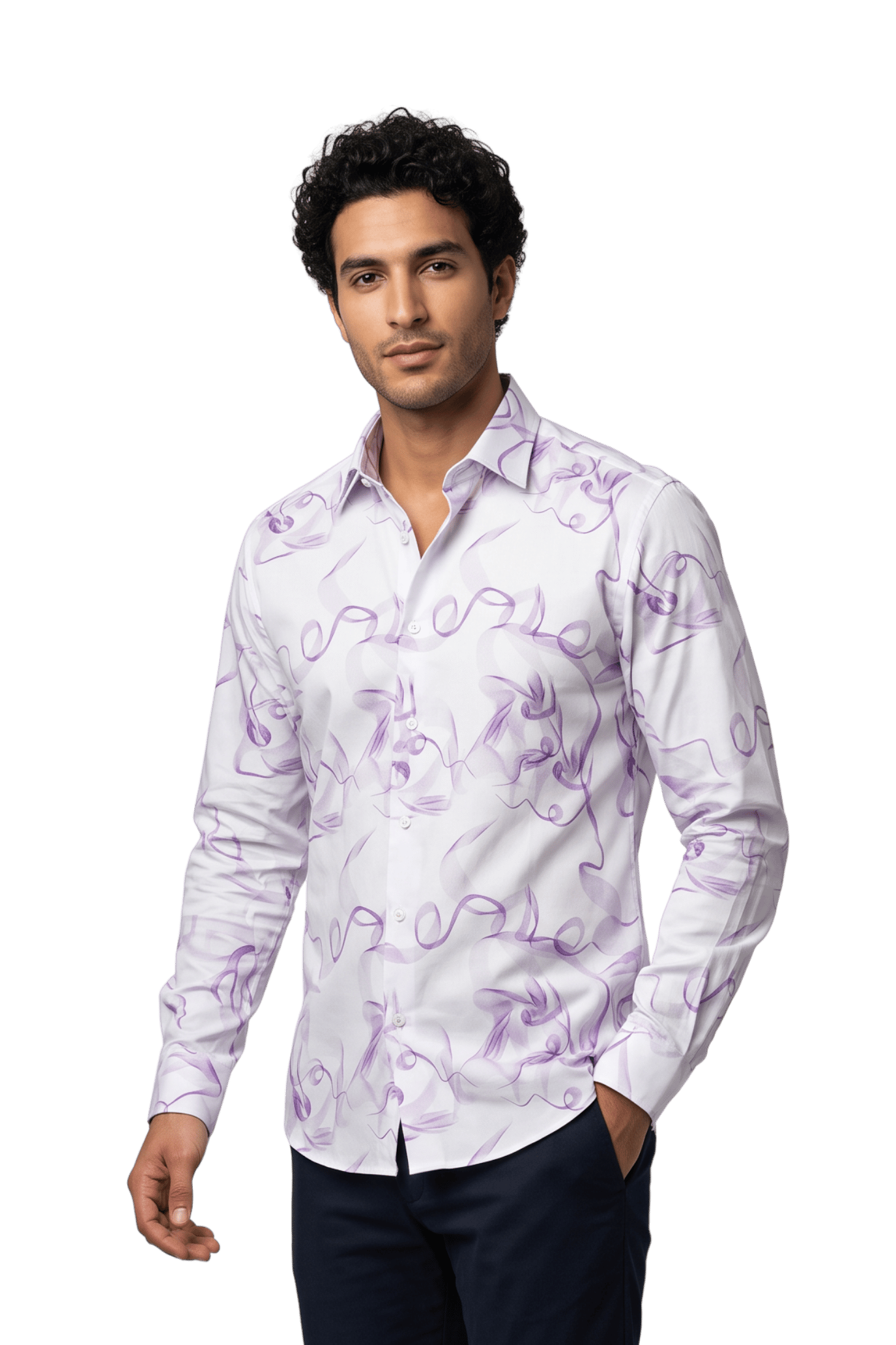 [48022-46] DT PRINTED DRESS SHIRT