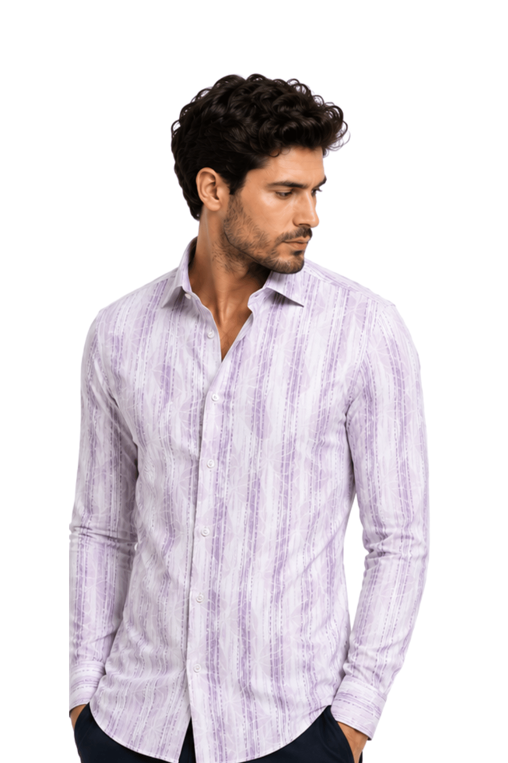 [48022-47] DT PRINTED DRESS SHIRT