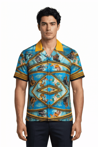 [48021-48] Resort Collar Short Sleeve Shirt
