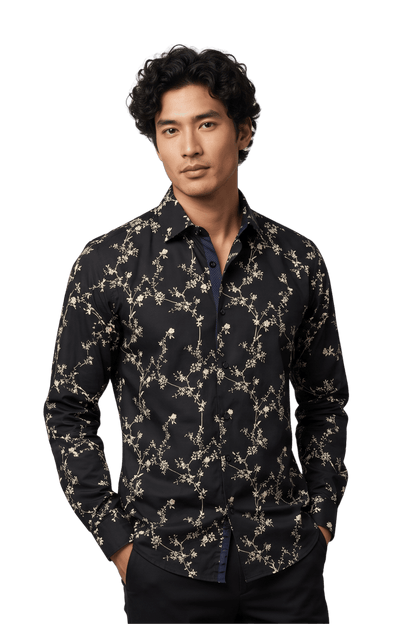 [48022-49] DT PRINTED DRESS SHIRT