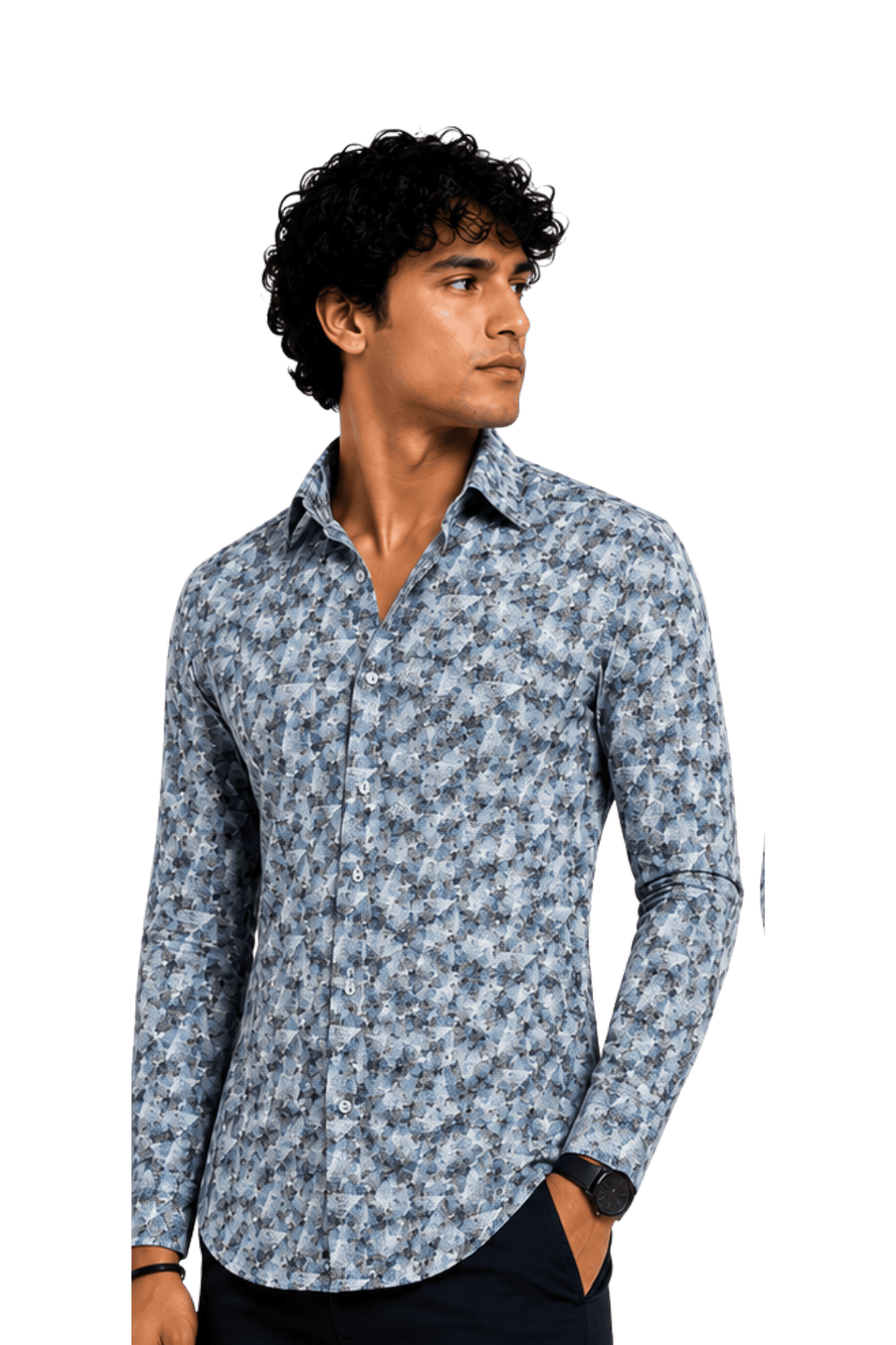 [48022-04] DT PRINTED DRESS SHIRT