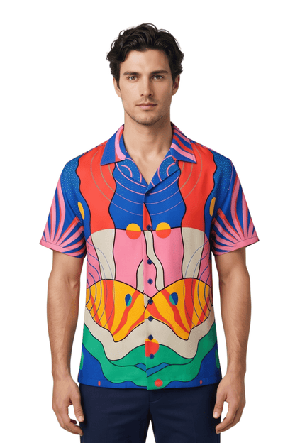 [48021-53] Resort Collar Short Sleeve Shirt