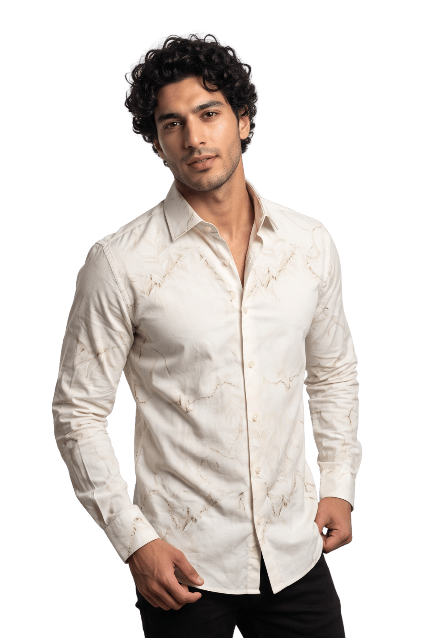 [48022-56] DT PRINTED DRESS SHIRT