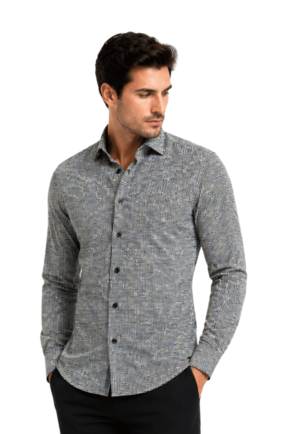 [48022-57] DT PRINTED DRESS SHIRT
