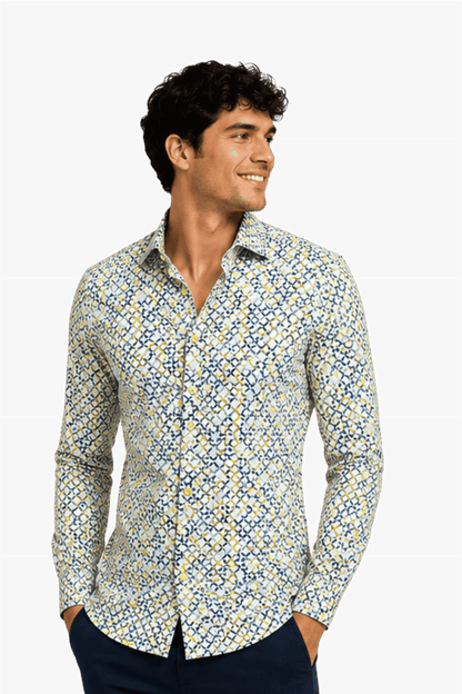 [48022-58] DT PRINTED DRESS SHIRT