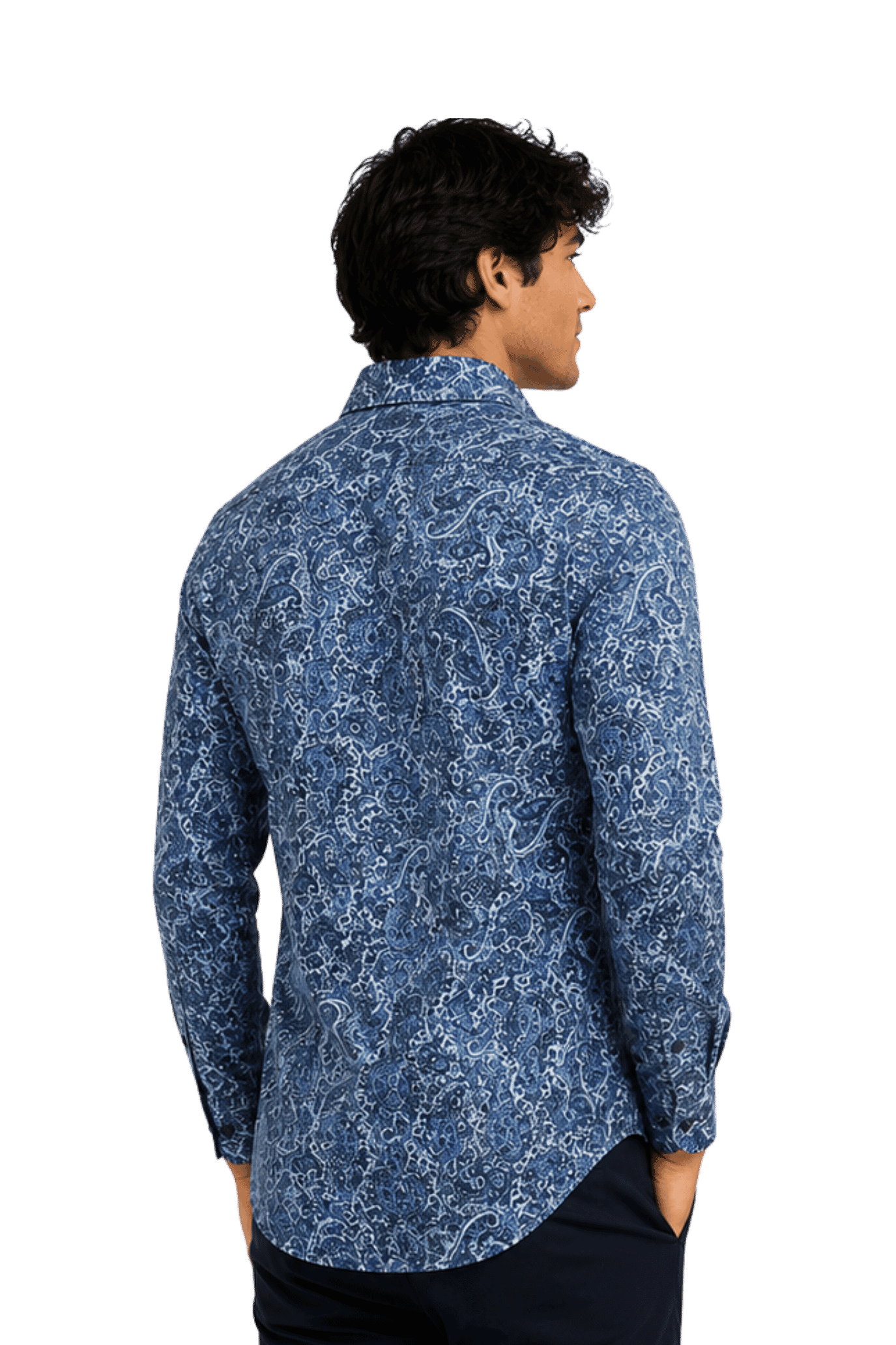 [48022-59] DT PRINTED DRESS SHIRT